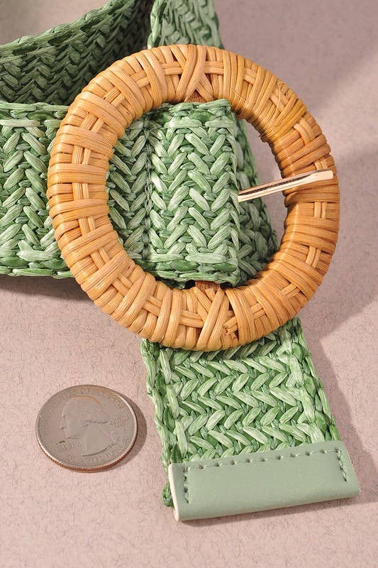 anbfashion - Wholesale Belt - Women's - STRAW ROUND BUCKLE BELT JCB17163