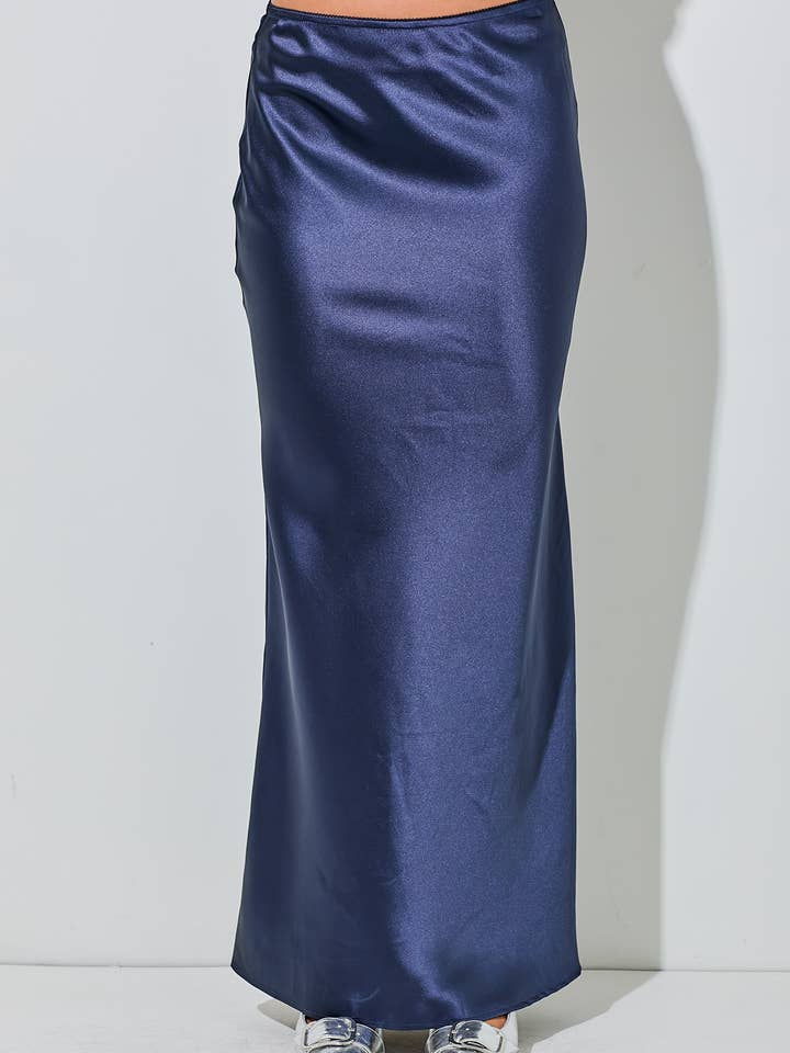 SATIN MAXI SKIRT WITH SLIT for wholesale by Baevely by Wellmade USA