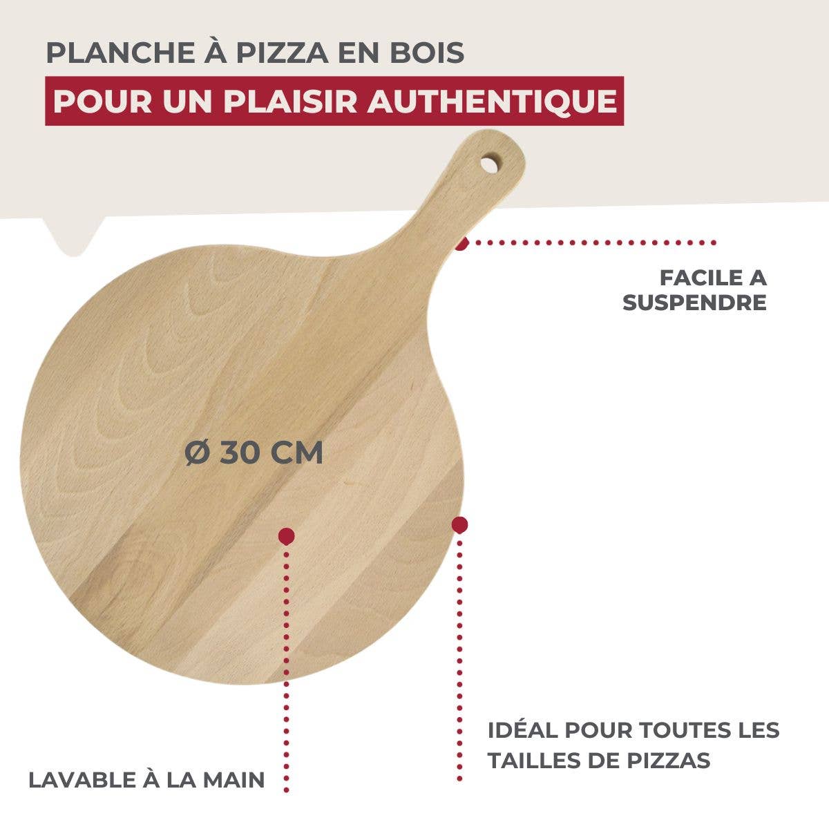 Zenker - Wholesale Cutting Board - Pizza and flammkuchen wooden board 30 cm Fackelmann Wood Edition2