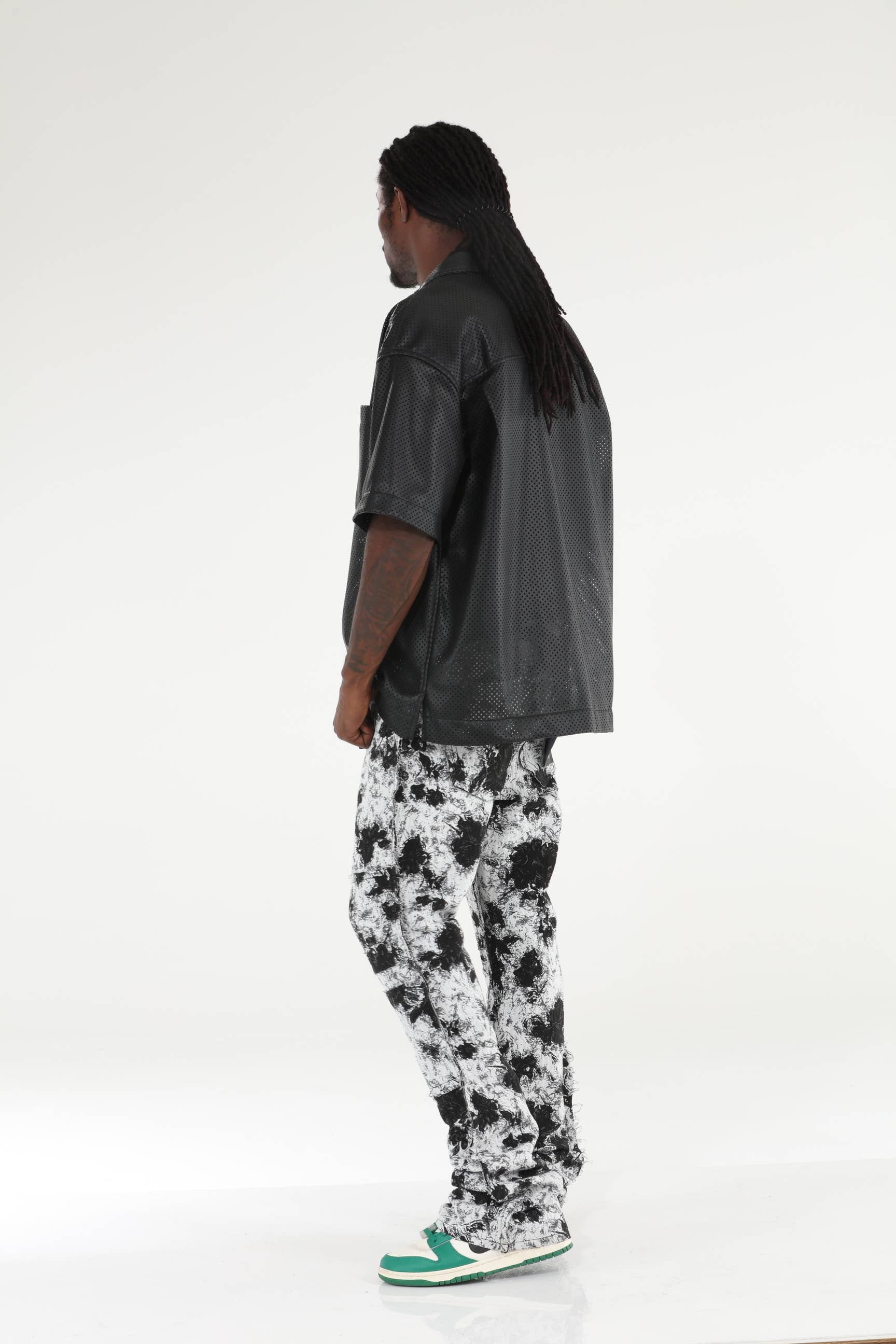 Stylo - Vendita all'ingrosso Jeans - Uomo - Jeans svasati impilati neri bianchi con tappezzeria6