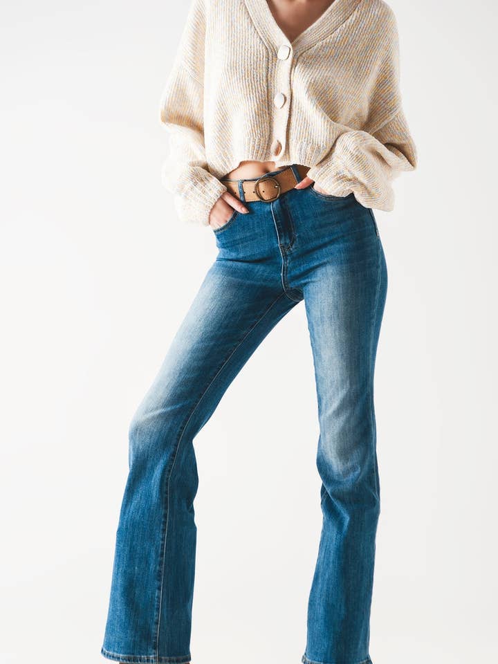 Blue Bootcut flared high waisted jeans for wholesale on Faire0