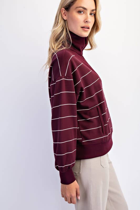 Sunday Morning - Vente Sweat-shirt – femme - T7299PL37 PULL À COL MONTANT À RAYURES ET FERMETURE ÉCLAIR DE GRANDE TAILLE 23