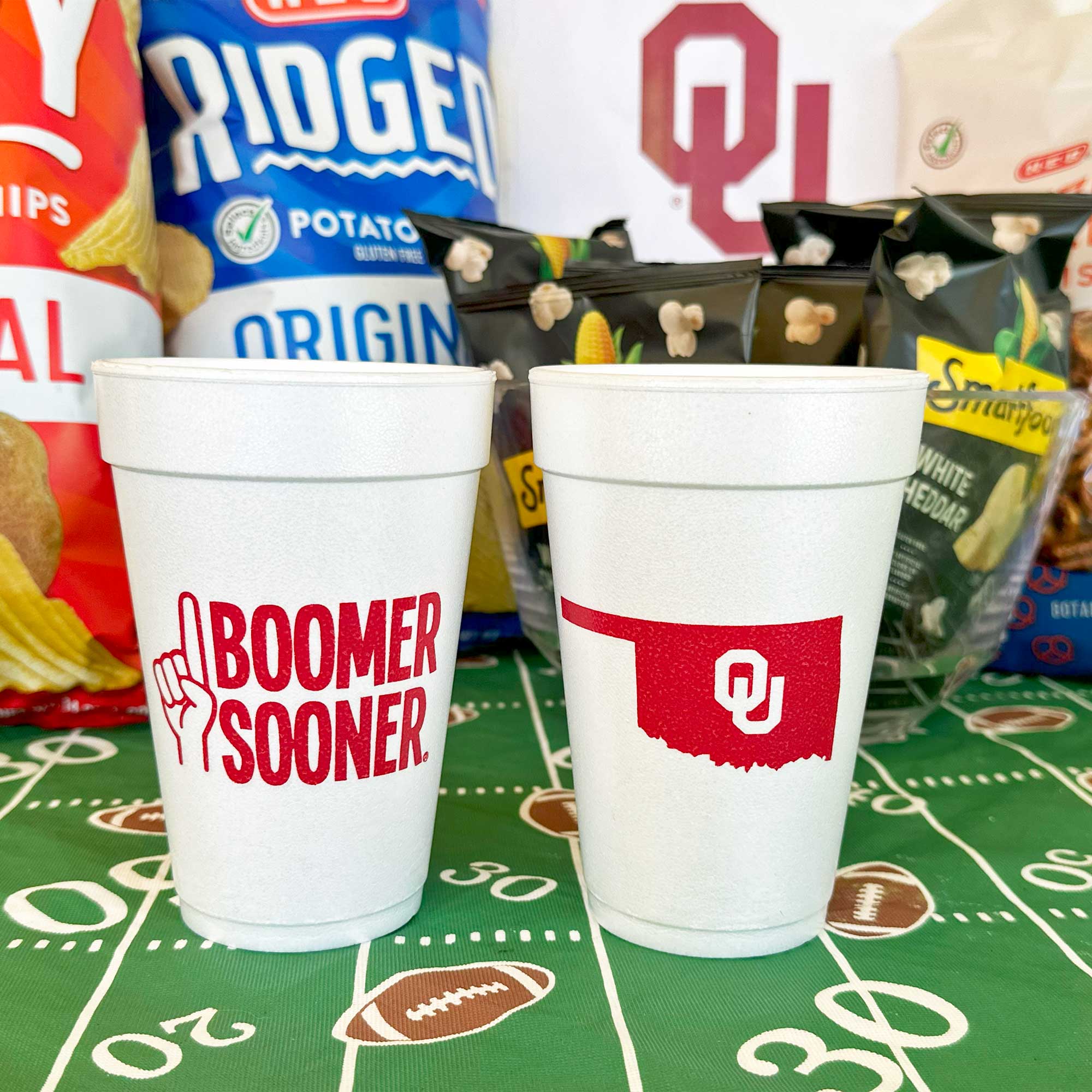 Two Funny Girls - Wholesale Disposable Cup - Foam Cup - Oklahoma University/Boomer Sooner (10 ct bag)1