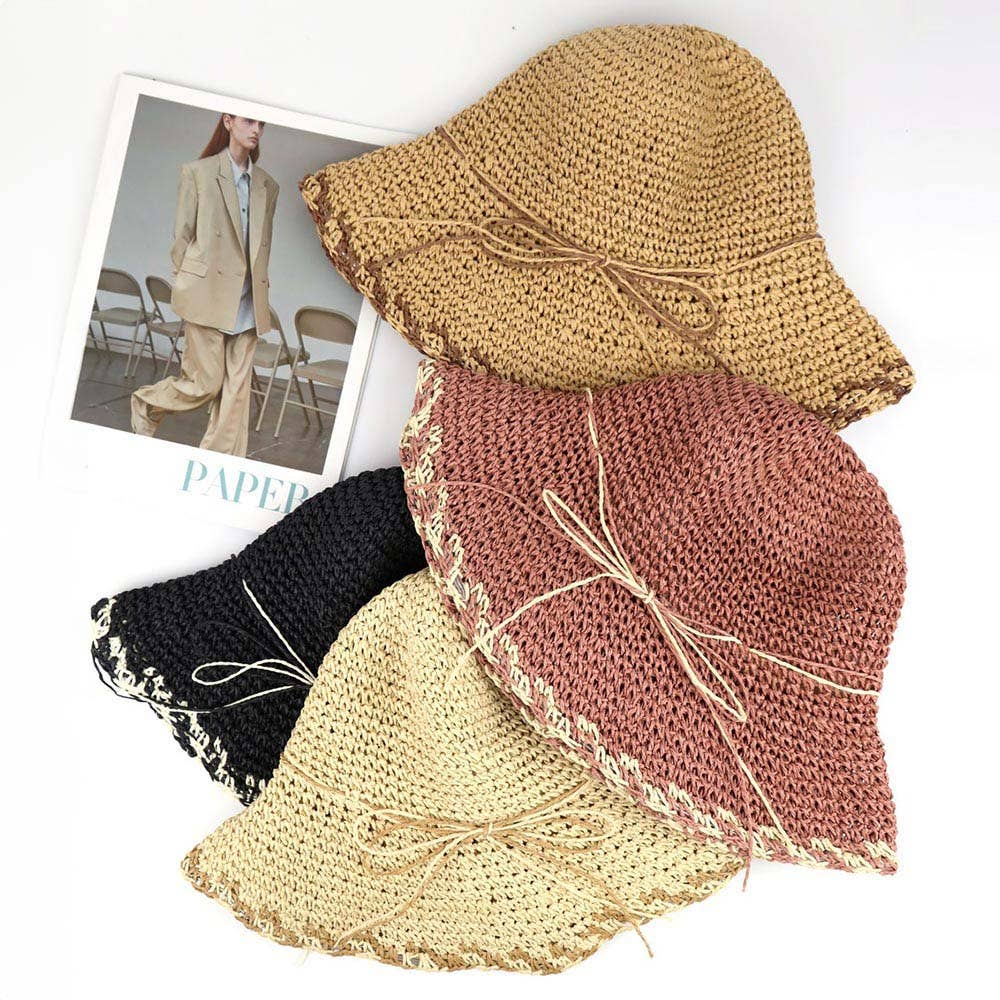 Sensibling Corp. - Wholesale Bucket Hat - Women's - Edge Detailed Straw Bucket Hat2