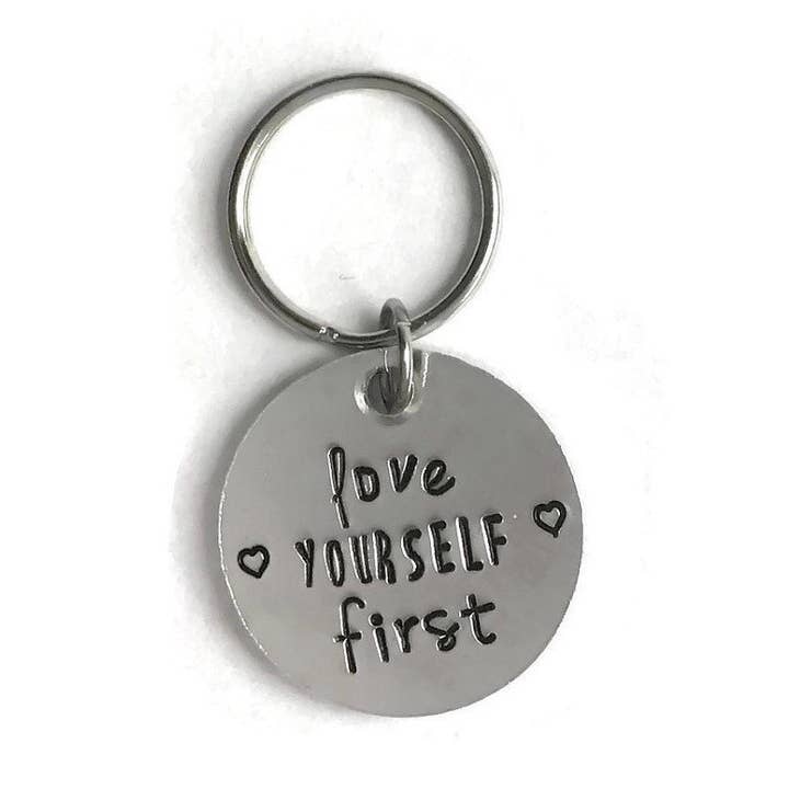 Love Yourself First Key Chain, Inspirational Key Chain, Self Care Key Chain, Positive Message Key Chain, Positivity, Good Mood Key Chain for wholesale by Team Neville