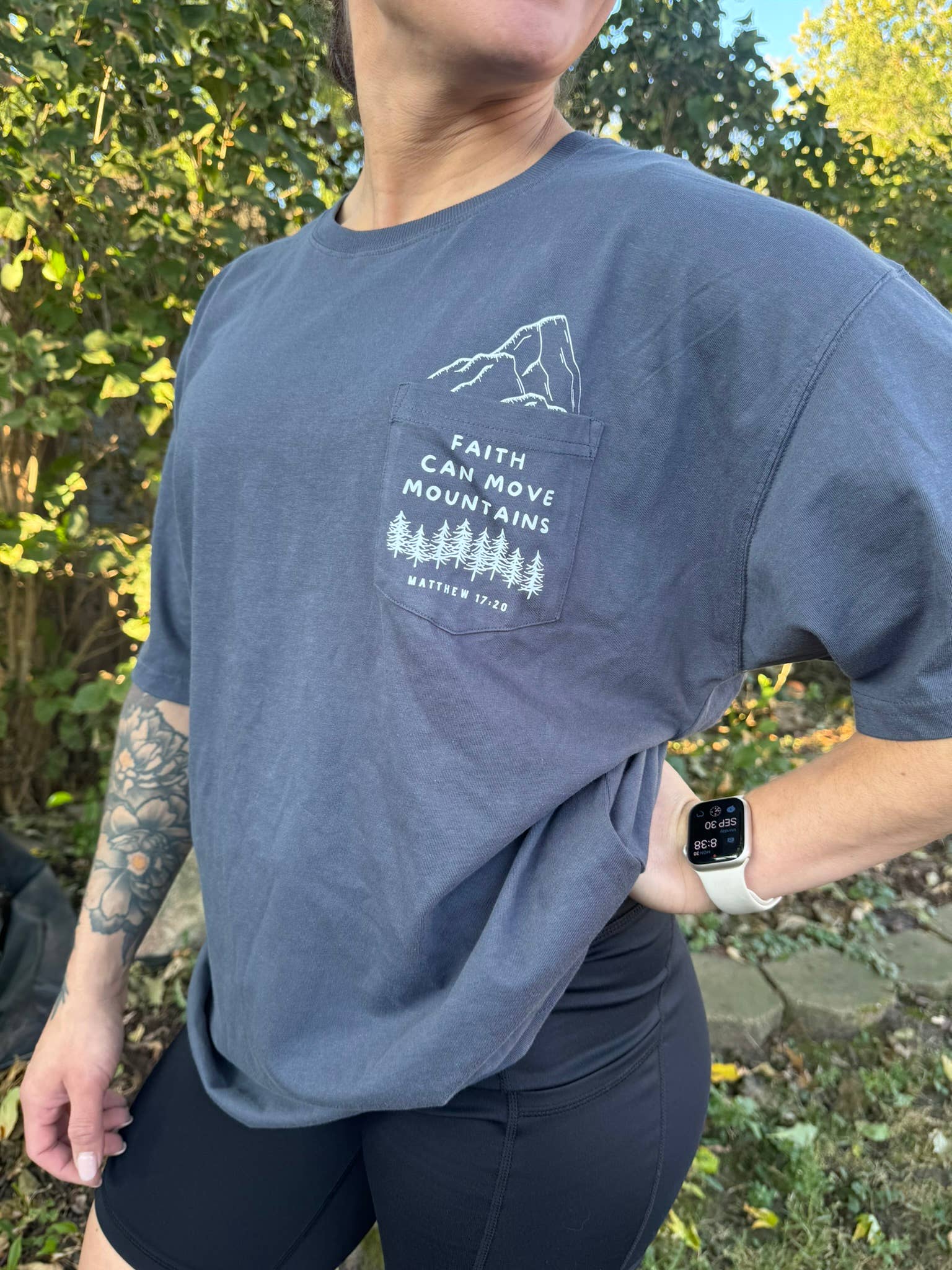 Faith & Life Christian Brands - Wholesale T-Shirt (Graphic) - Women's - Faith Can Move Mountains Vintage Wash Pocket T-Shirt2