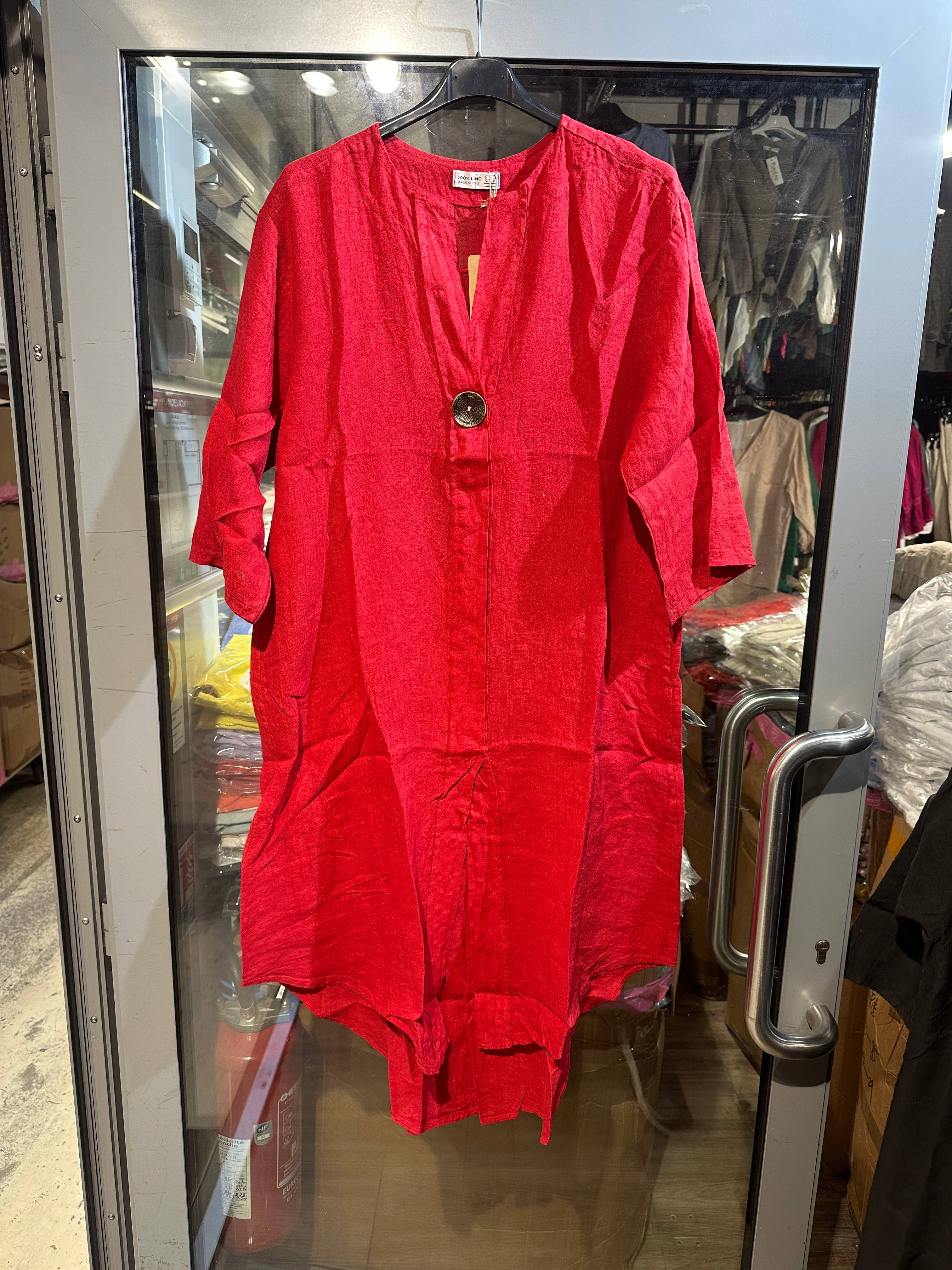 LÉA & LUC - Vente Robe – femme - Robes en 100% Lin avec un bouton REF. 554722