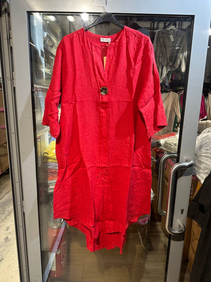 LÉA & LUC - Vente Robe – femme - Robes en 100% Lin avec un bouton REF. 554722