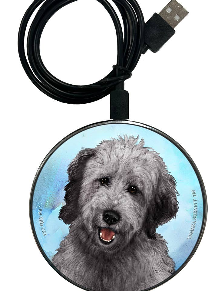 Goldendoodle Grey - Zoomies Phone Charger for wholesale by Pet Gifts USA, LLC