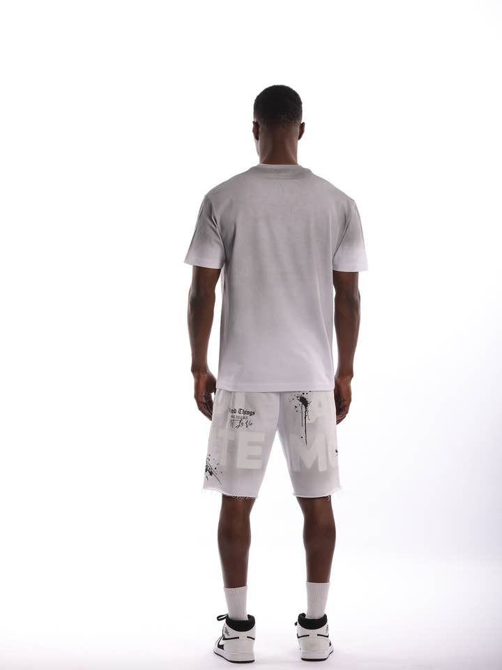 LEFT POINT - Wholesale Top & Short Set (NOT Loungewear) - Men's - 🎨 “Good Things” Graffiti Splatter Co-Ord Set – Urban Ink Edition - S25-14403