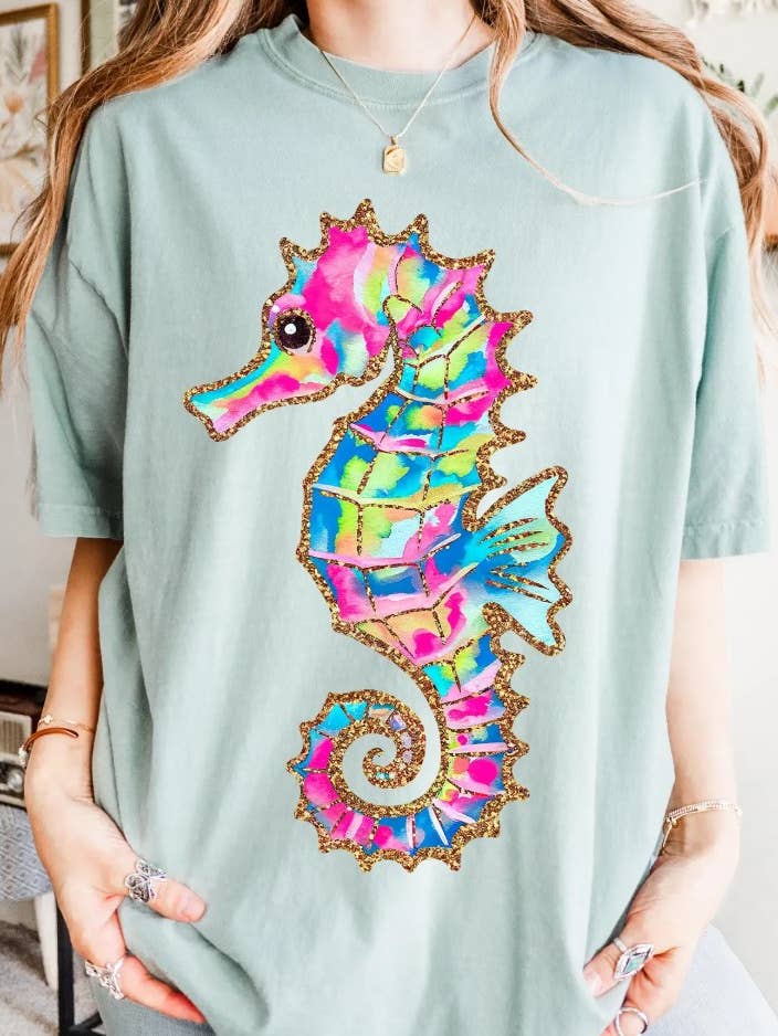 Seahorse Short Sleeve Tee for wholesale by Front Porch Boutique