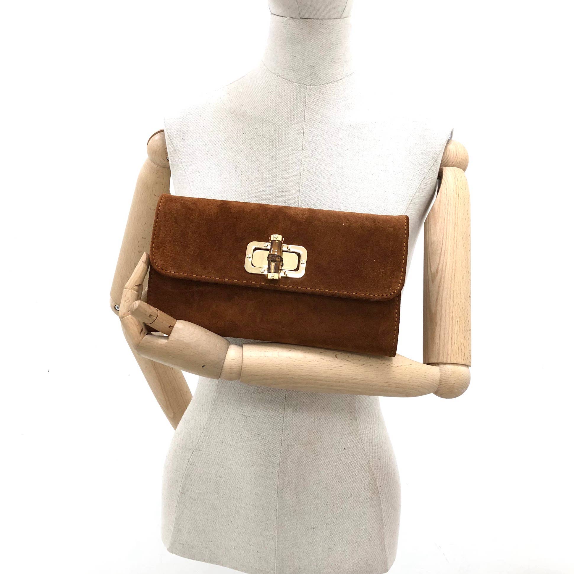 MILANO AMOUR - Wholesale Clutch Bag - Women's - ELEGANCE CLUTCH SUEDE BAMBOO EVENT IDEAL GIFT POCHETTE4