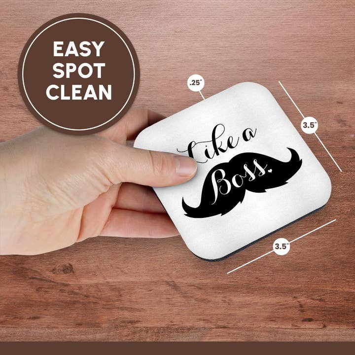 3dRose - Wholesale Coasters - 3dRose, Like a Boss Mustache, Coaster13