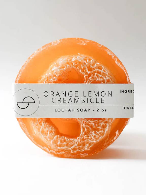 Orange Lemon Creamsicle Loofah Soap for wholesale by Lend Me Some Sugar Bath Company
