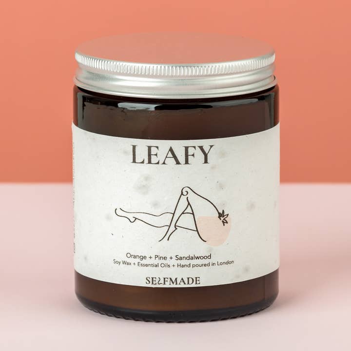 LEAFY Orange, Pine, Sandalwood Scented Flower Candle for wholesale by Selfmade Candle