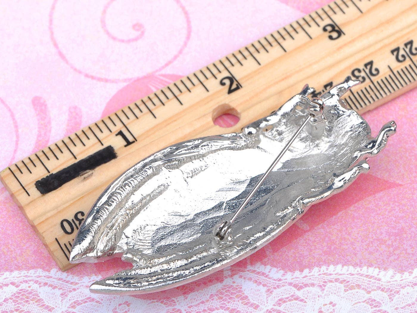 AK Brand - Wholesale Brooch - Light Pink Big Cicada Bug Insect Brooch Pin2