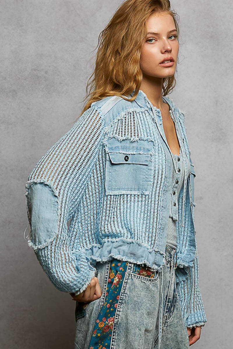 Pol Clothing - Vente Chemise à col boutonné – femme - Vente de chemise à capuche ouverte avec boutons et poches avant.29