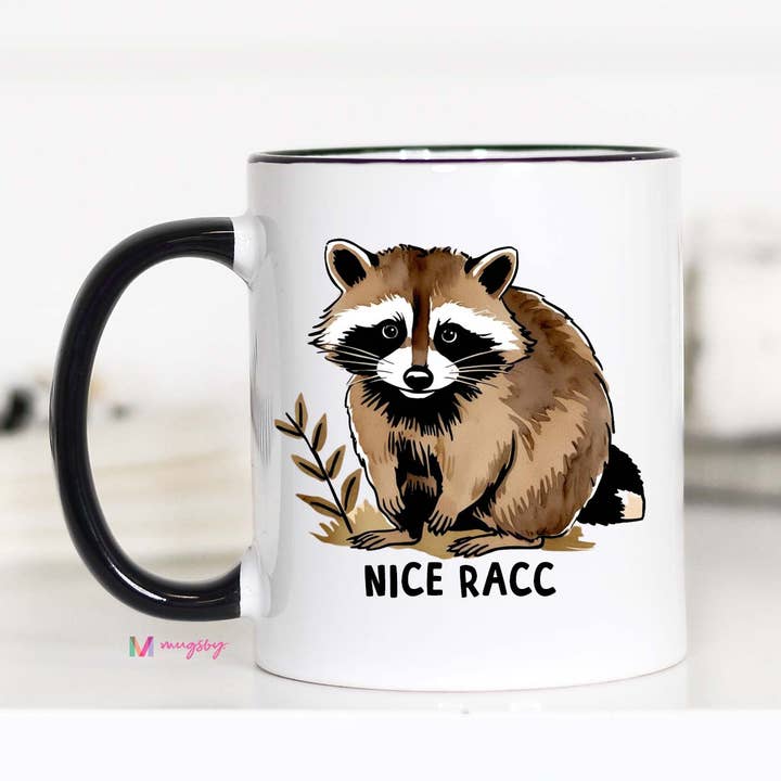 Mugsby - Wholesale Coffee Mug - Nice Racc Coffee Mug, Funny Raccoon Mug, Ceramic Mug
