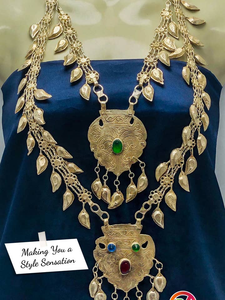 Collar babero de plata gitana vintage con colgantes de dos capas para venta al por mayor de vintarust