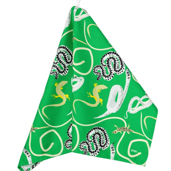 Snakes & Lizards: British Reptiles Colourful Tea towel for wholesale by UmmPixies