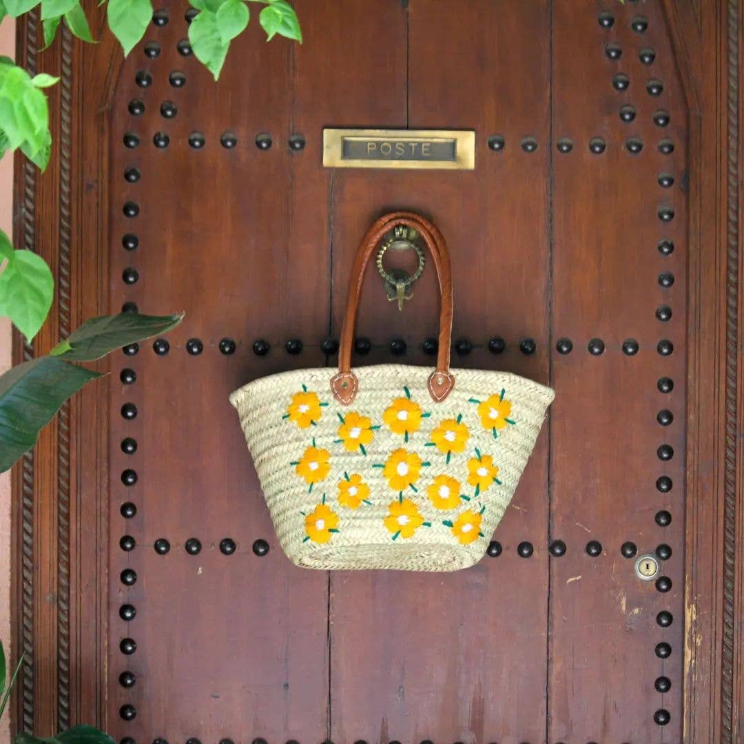 craftberber - Vendita all'ingrosso Borsa da spiaggia - Borsa da mercato francese, Borsa in paglia con manico in pelle, Borsa da spiaggia3