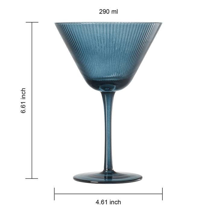 The Wine Savant / Khen Glassware - Wholesale Cocktail/Liquor Glass - Ripple Martini Glasses | Set of 4 | 10 OZ Cocktail Glassware