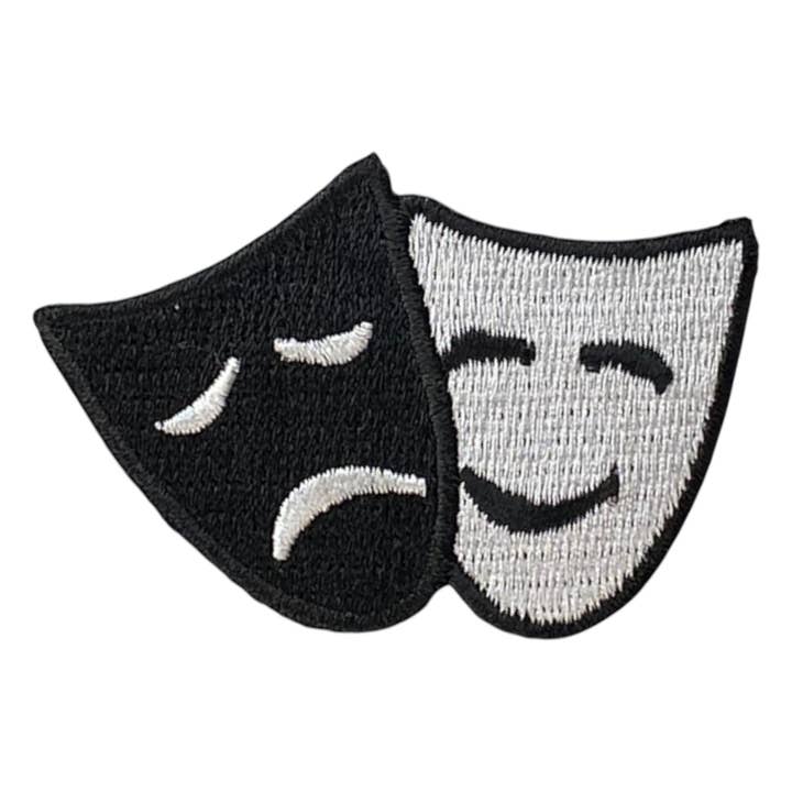 Komedi/Tragedi Teatermask Svart Vit Strykmärke för wholesale av Wholesale Applique
