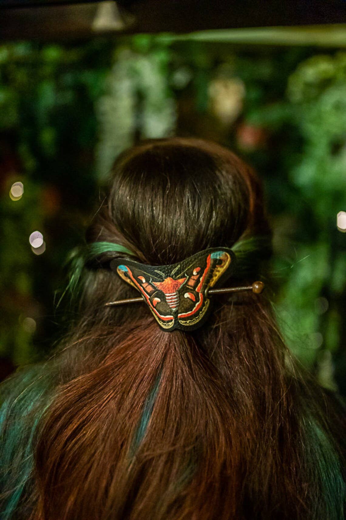 Costurero Real – wholesale Barrette – Women’s – Red Moth Hair Barrette Vegan Leather cottagecore woodland1