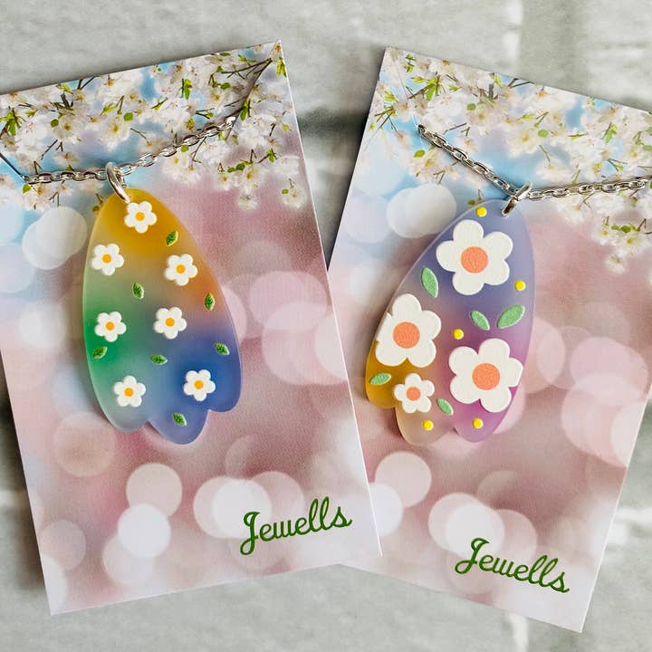 Jewells – wholesale Pendant/charm necklace – Floral Flowers resin necklace 4 designs daisy2