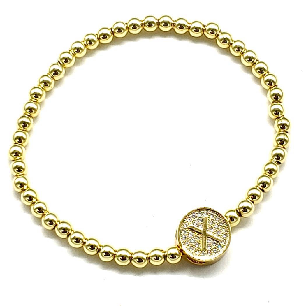 Oblige by G – wholesale Berlockarmband – Guldpärlat initialarmband i rostfritt stål MB-2031GD22