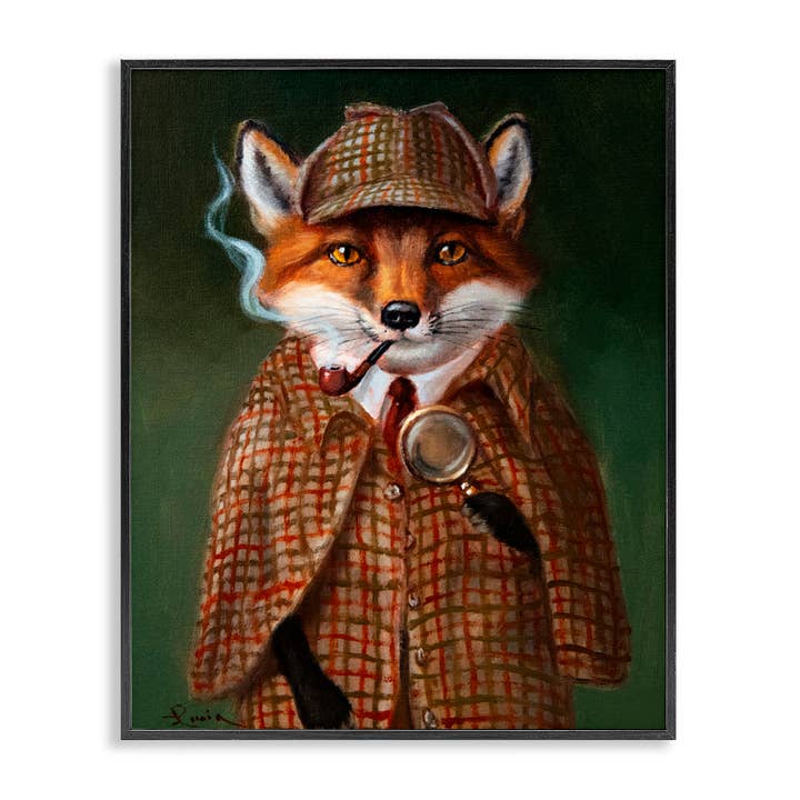 Stupell Industries - Wholesale Wall Sign - Detective Fox with Pipe - Framed Wall Art