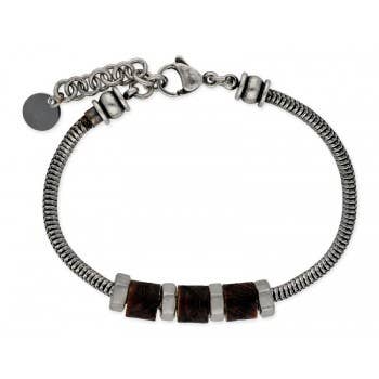 Bracciale in acciaio e legno per la vendita all'ingrosso da parte di Liska