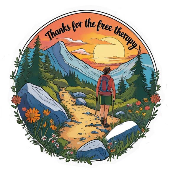 AdventureUs – Großhandel Aufkleber – Danke für die kostenlose Therapie - Vinyl-Aufkleber in Kreisform