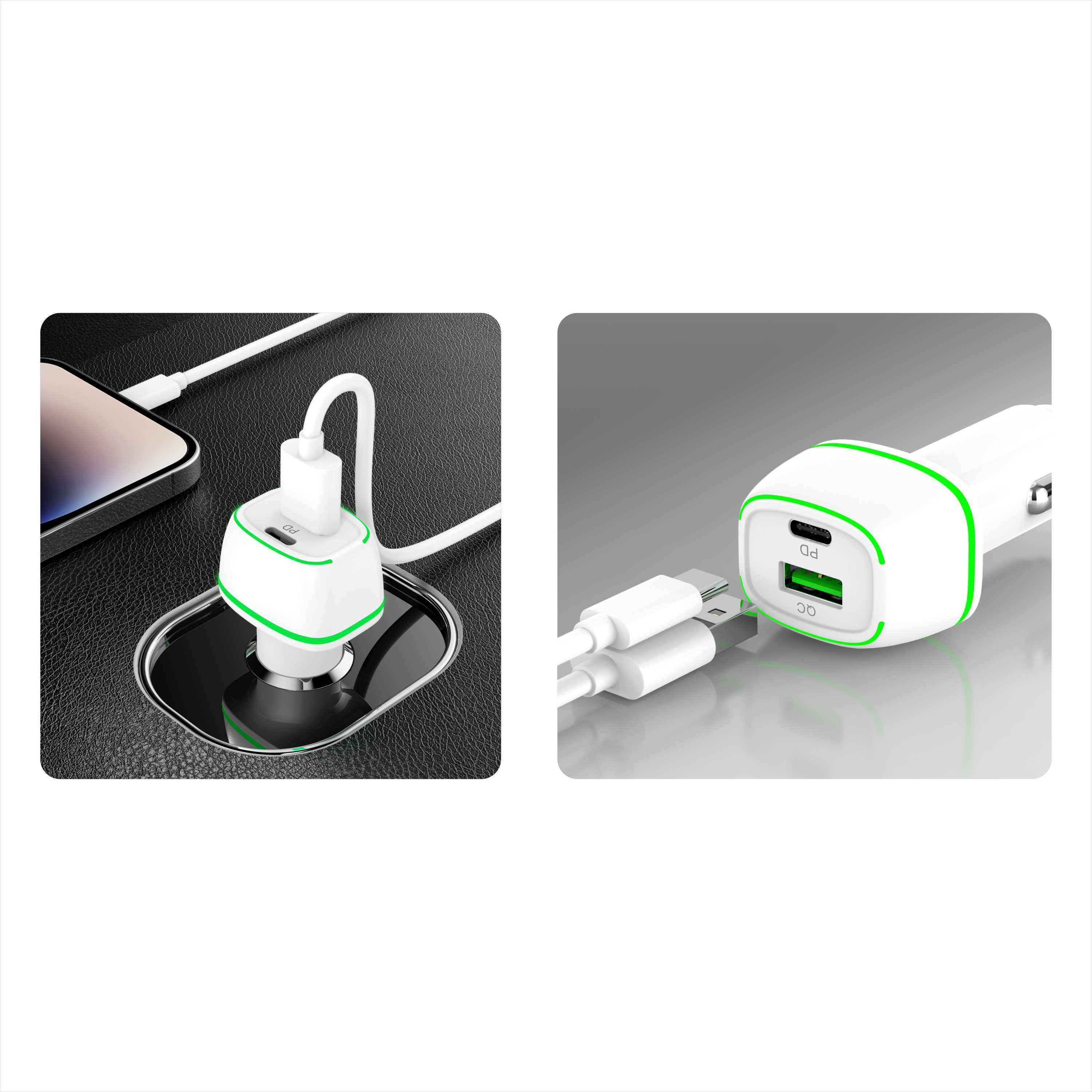 Mighty Wireless - Wholesale Portable Charger - Mighty Fast 36W PD Car Charger with USB Port White MK31 1