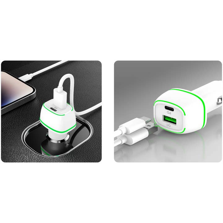 Mighty Wireless - Wholesale Portable Charger - Mighty Fast 36W PD Car Charger with USB Port White MK31 1