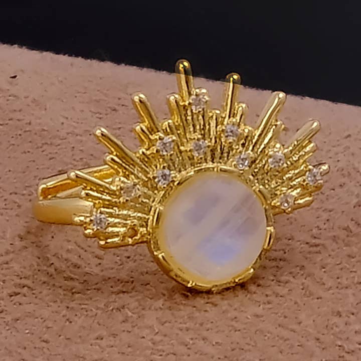 Rainbow Moonstone CZ Rings Adjustable Birthstone Rings for wholesale by El Joyero