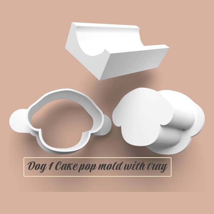 Dog 1 Cake pop mold 3d printed with tray for wholesale by Roussell Prints and Demand LLC