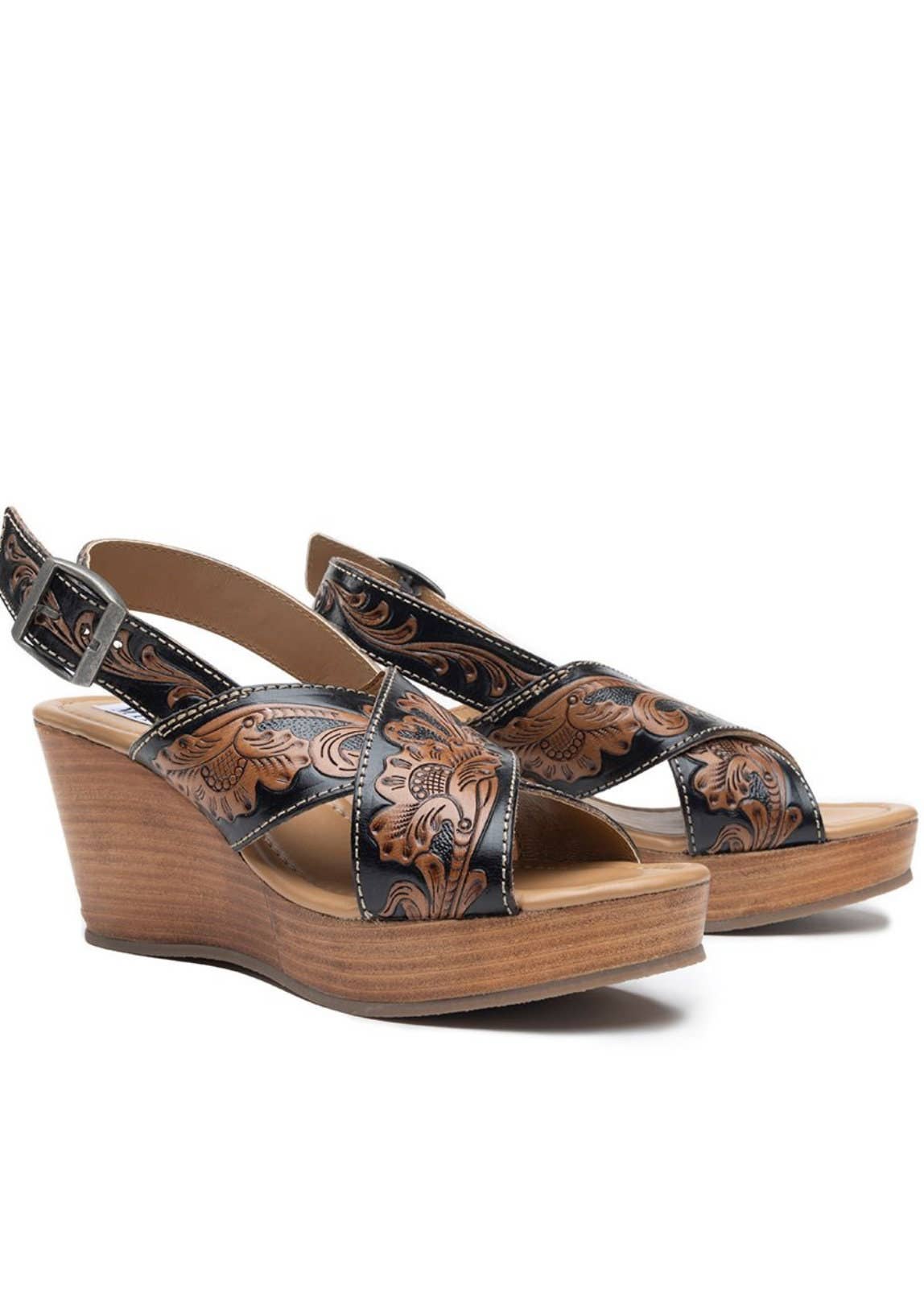 The Sterling Gypsy – wholesale Wedges – Women’s – Tooled Leather Wedge sandals, Western sandals, Wedding, Prom Shoes3