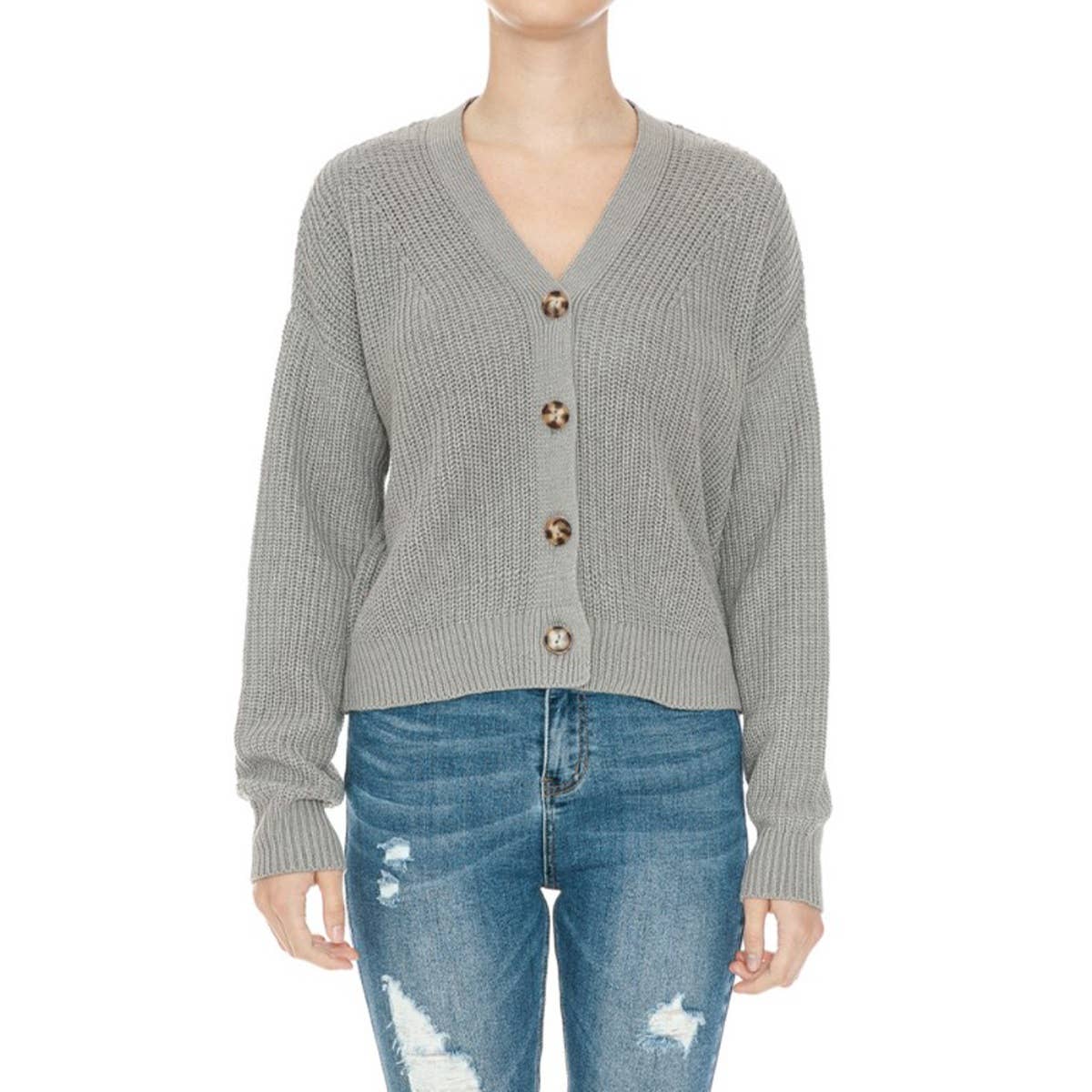 Timeless - Wholesale Cardigan - Women's - V Neck Long Sleeve Crop Cardigan Sweater2