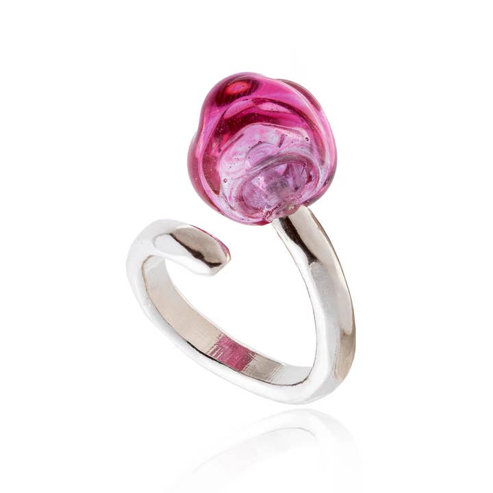 Chama Navarro - Wholesale Cocktail/Statement Ring - Handmade SILK RING, with Murano glass2
