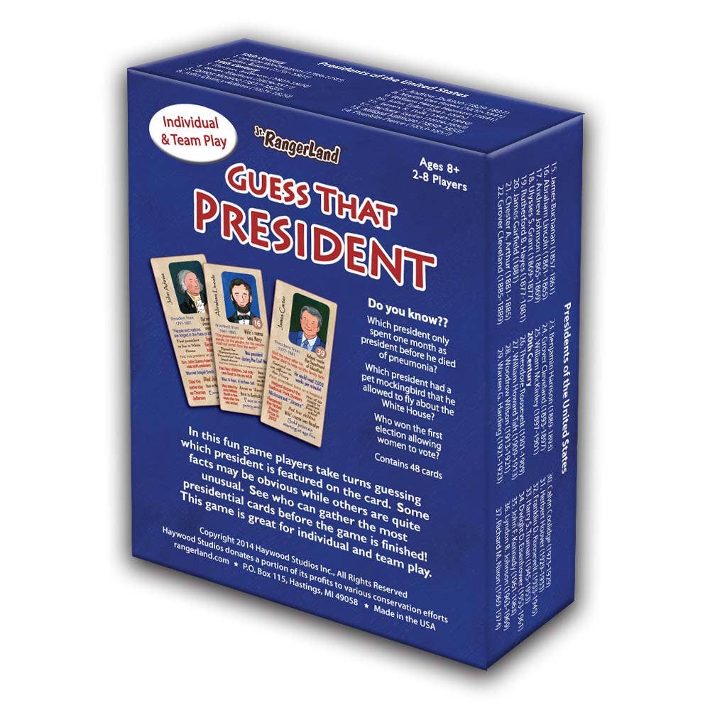 Jr. RangerLand - Wholesale Card Game - Jr. Rangerland Guess That President Card Game2