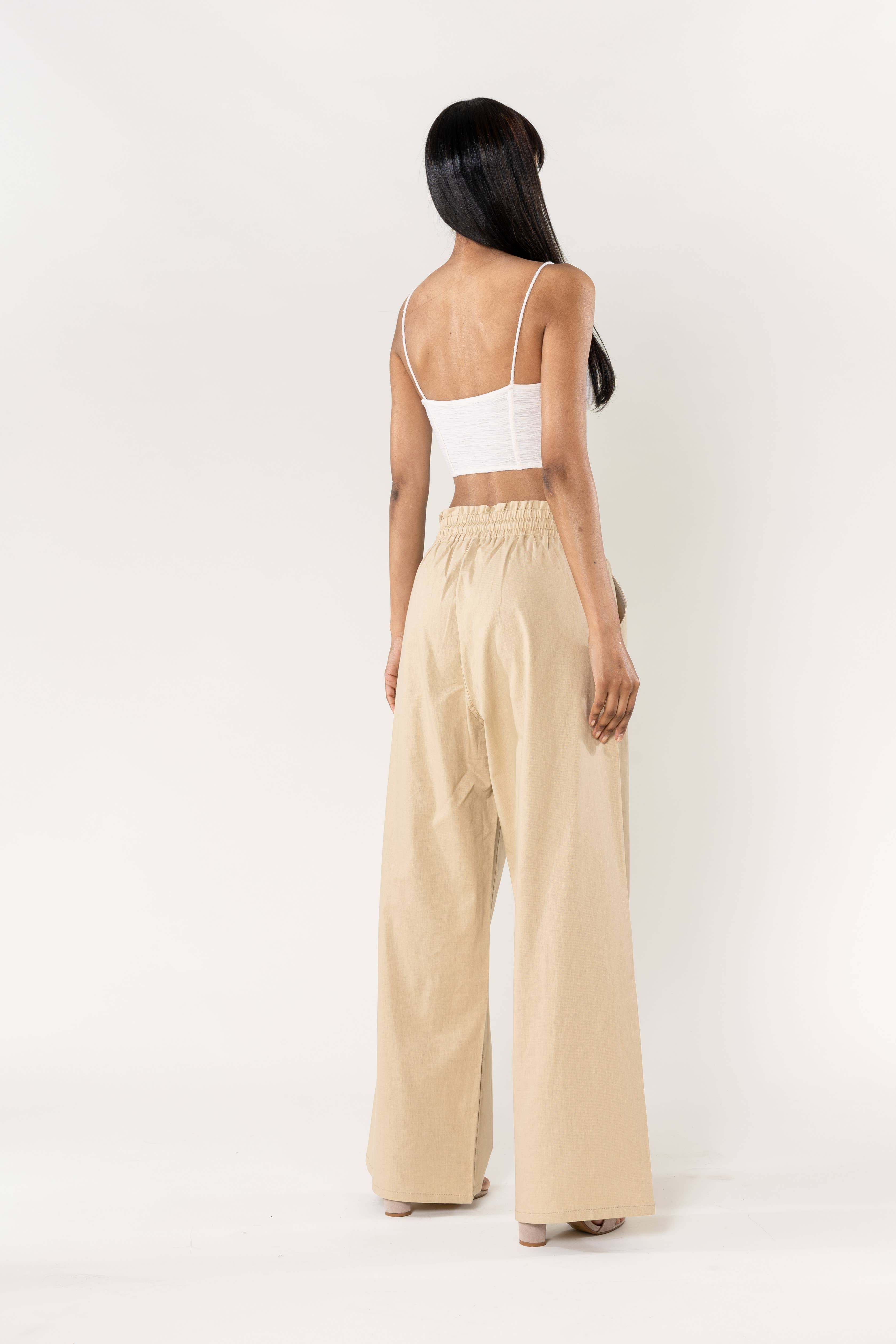 Nina Carter - Wholesale Pants - Women's - Nina Carter linen-style pants with elastic waistband A00138