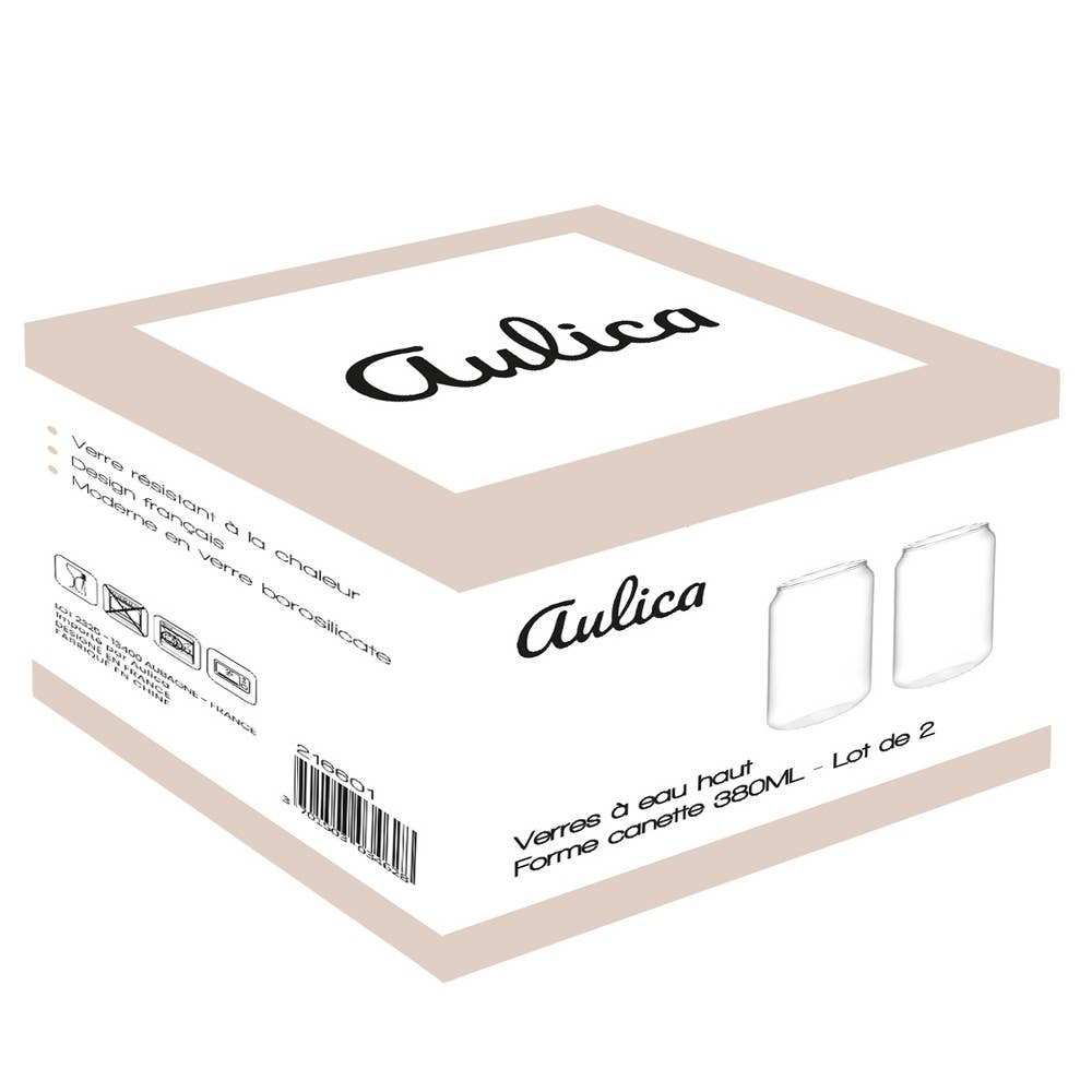 AULICA – Engroshandel Drikkeglas/kop – Høje drikkeglas formet som dåser 380 ml - sæt med 24