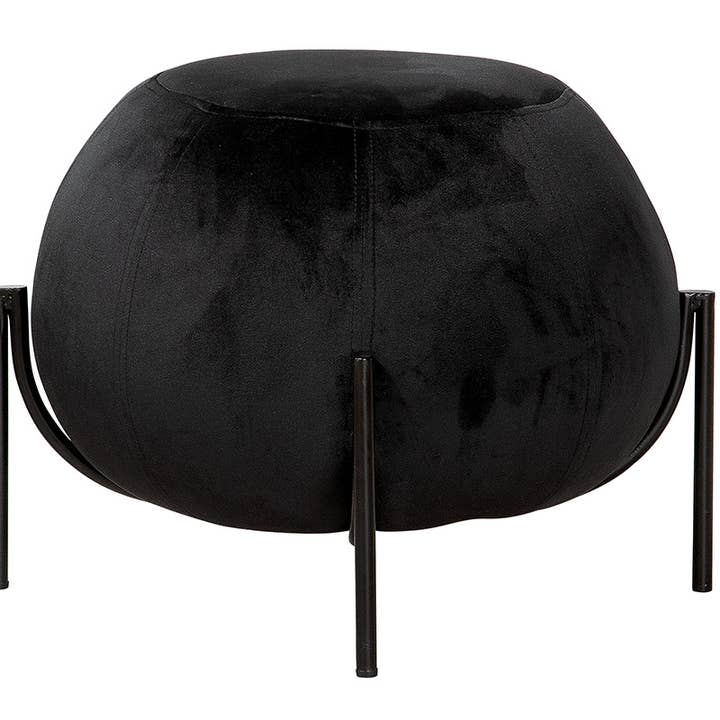 York skammel/puf i sort velourstof med sorte metalben for engroshandel hos Gilde Handwerk Macrander GmbH & Co. KG