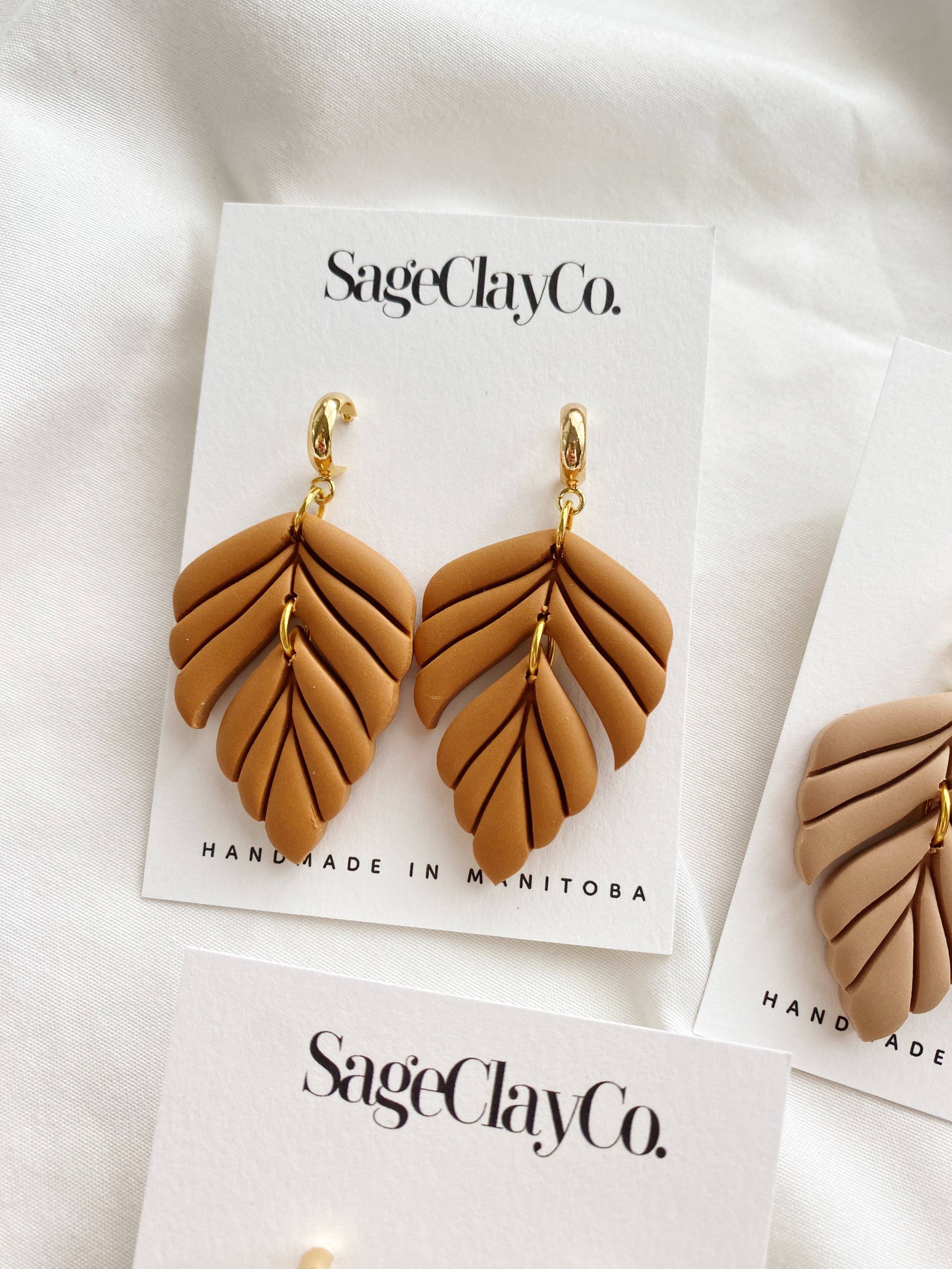 SageClayCo - Vente Boucles d'oreilles pendantes - Gianna | Boucles d’oreilles artisanales en pâte polymère0