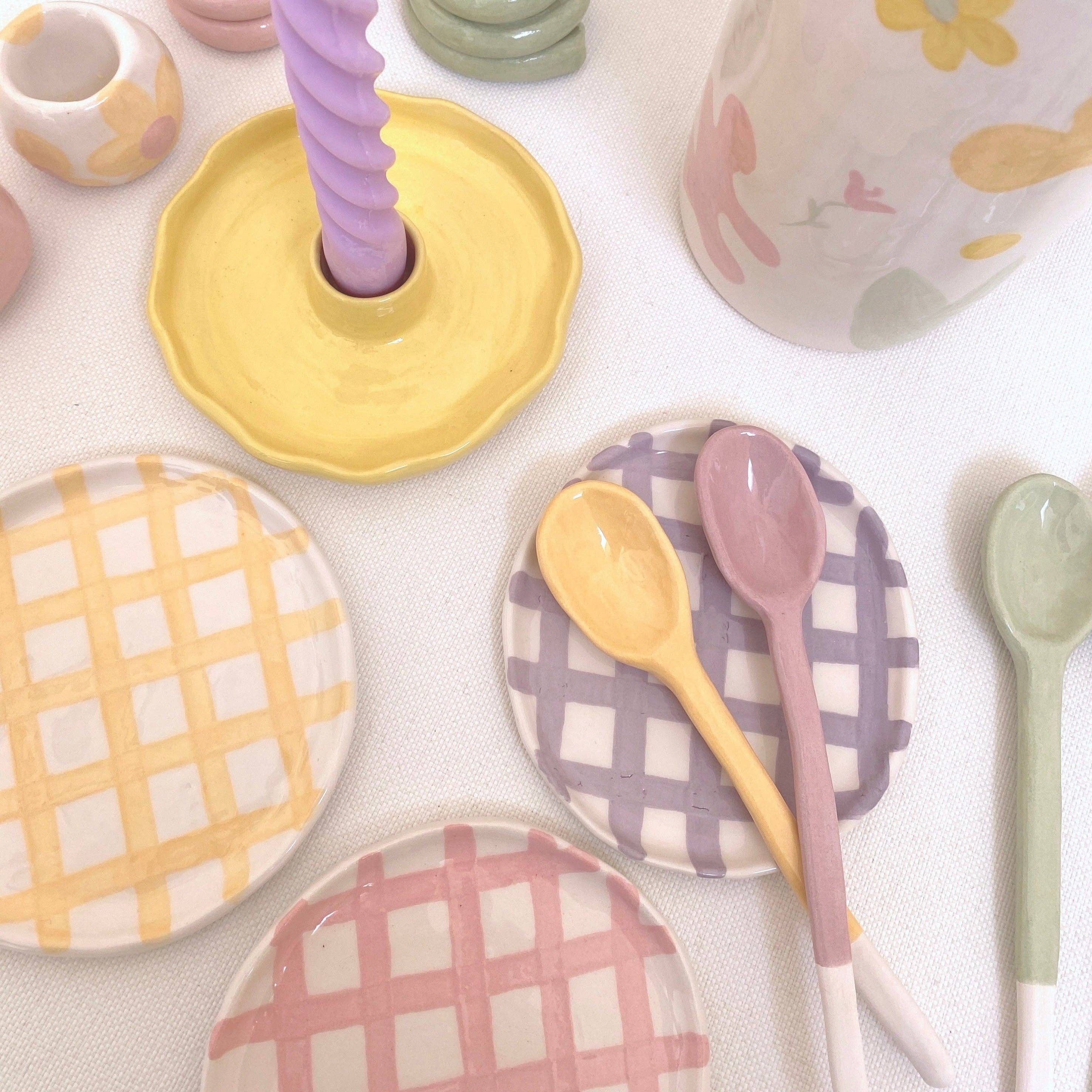 Pipa and Happy - Vendita all'ingrosso Piatto - Piatto Vii in ceramica fatta a mano con motivo a scacchi3