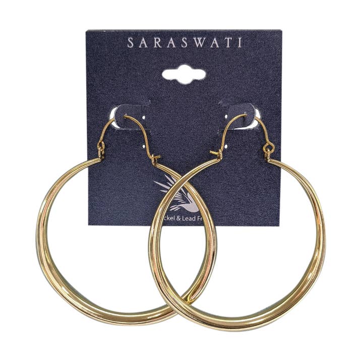 Alicia Large Brass Hoop Earrings for wholesale by Saraswati Imports