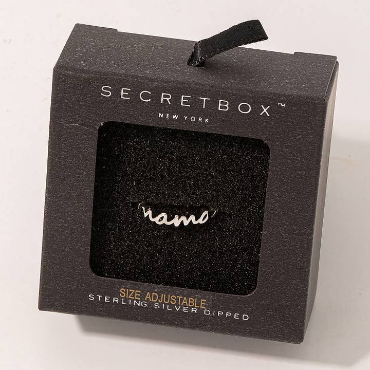 Fame Accessories - Wholesale Band/Stacked Ring - Secret Box Gold Dipped Mama Print Ring