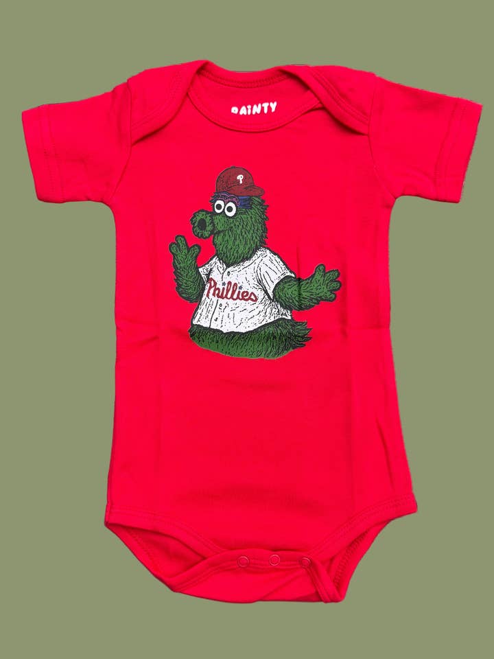 Dainty Studios - Wholesale Onesie - Kids - Phillie Phanatic Inspired, Philadelphia Sports Mascot Onesie0