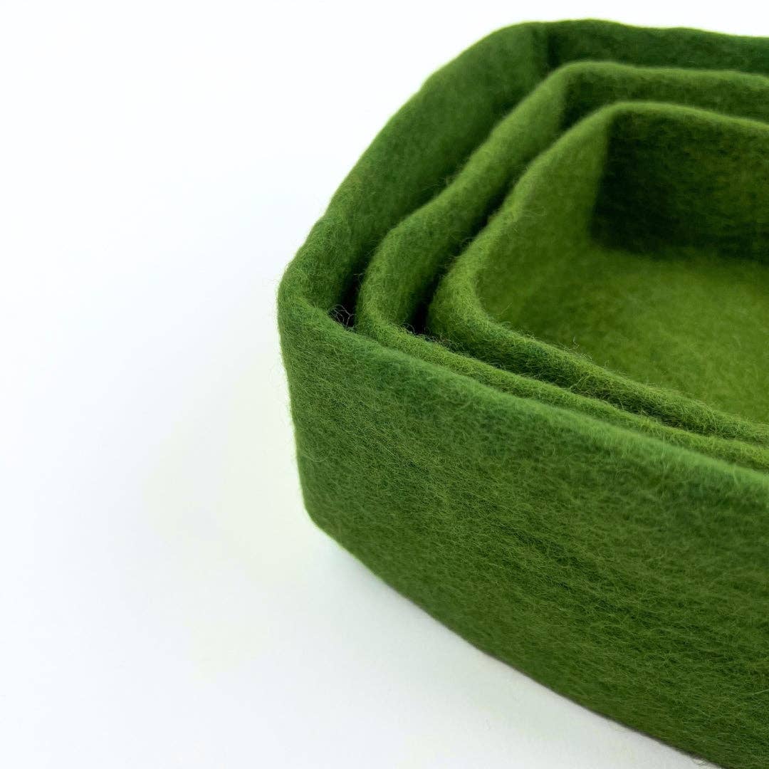 Humble Hilo - Venta al por mayor Bandejas/platos/boles decorativos - Humble Hilo Cuencos de Fieltro Hechos a Mano, Juego de 3 Cuadrados15